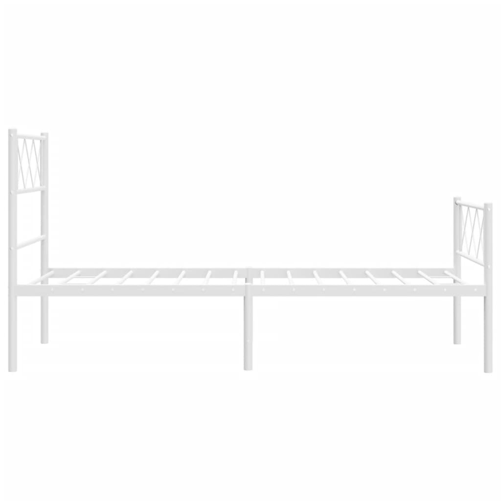 vidaXL Metal Bed Frame without Mattress with Footboard White 100x190 cm