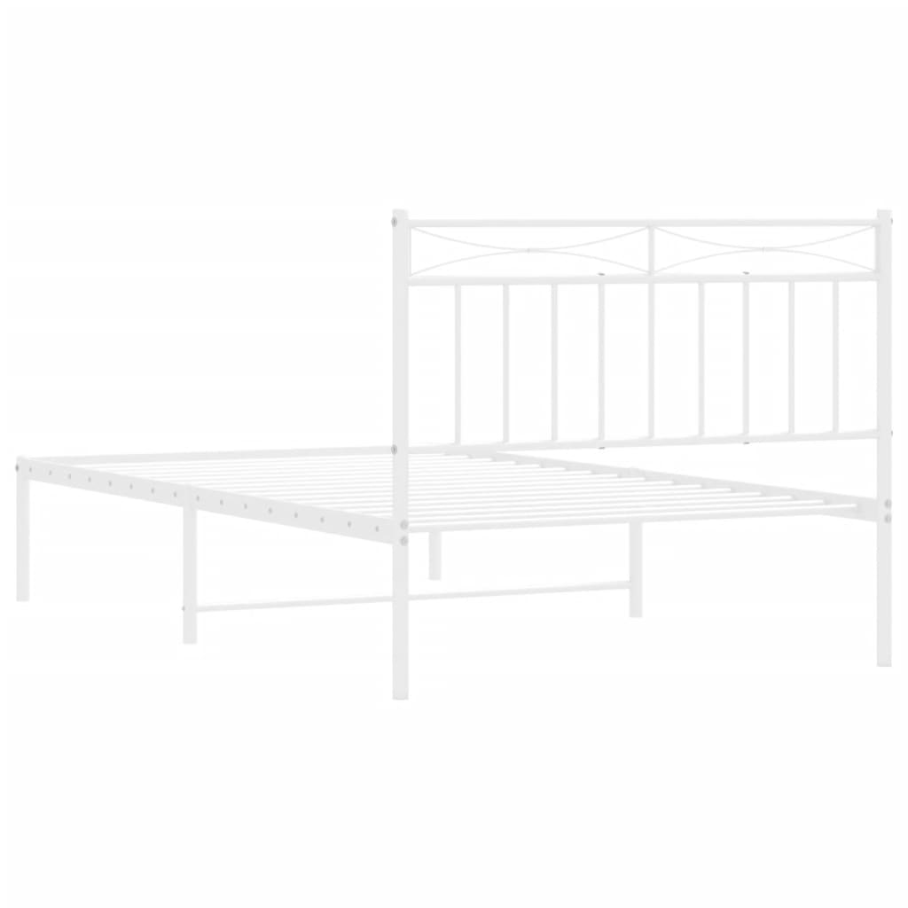 vidaXL Metal Bed Frame without Mattress with Headboard White 100x200 cm