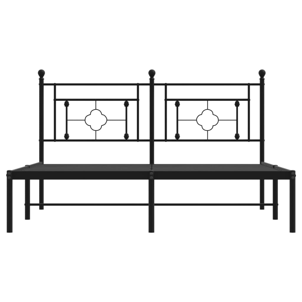 vidaXL Metal Bed Frame with Headboard Black 160x200 cm