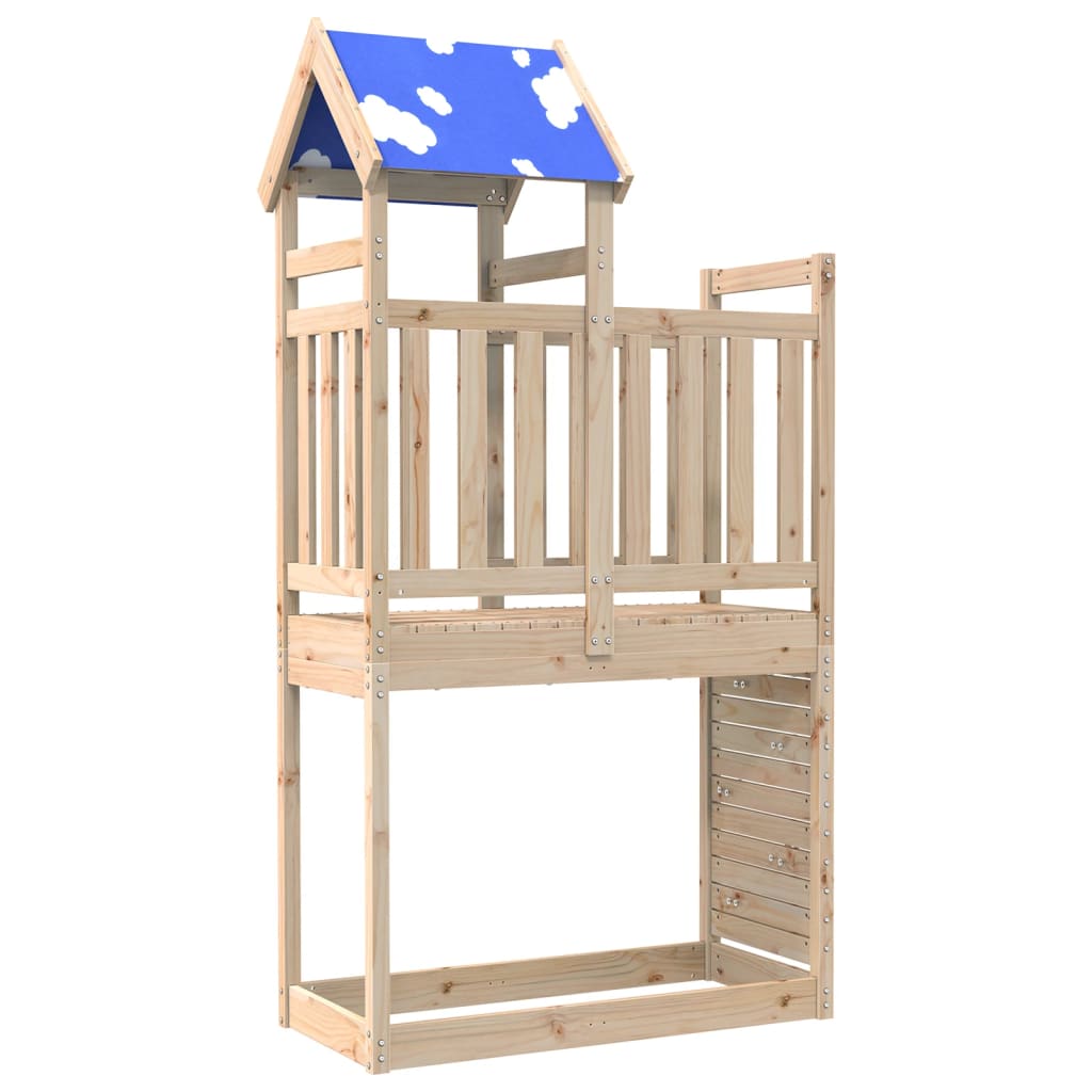 vidaXL Play Tower with Rockwall 110.5x52.5x215cm Solid Wood Pine