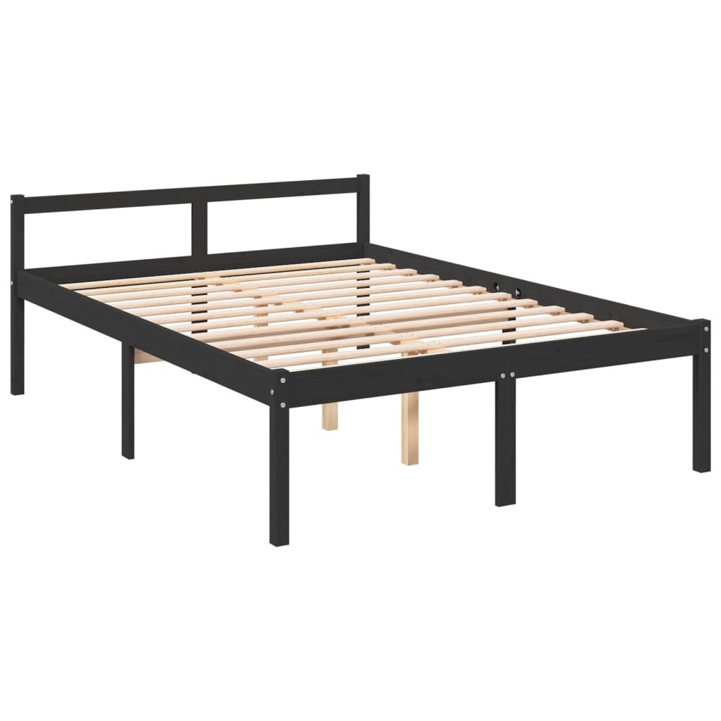 vidaXL Senior Bed without Mattress Black Double Solid Wood