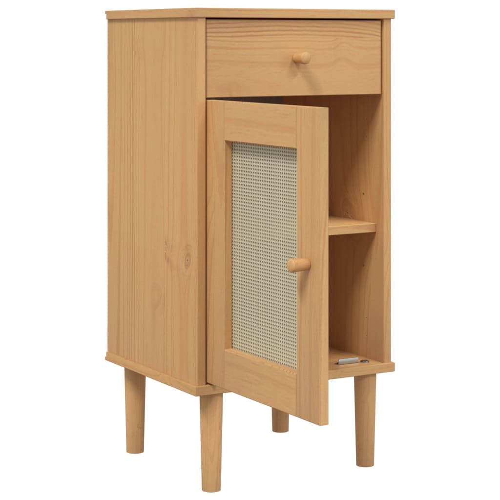 vidaXL Bedside Cabinet SENJA Rattan Look Brown 40x35x80 cm Solid Wood Pine