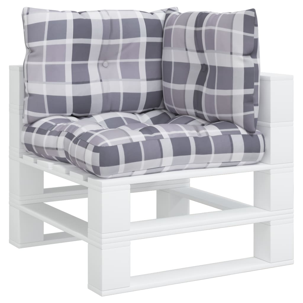 vidaXL Pallet Cushions 3 pcs Grey Check Pattern Fabric