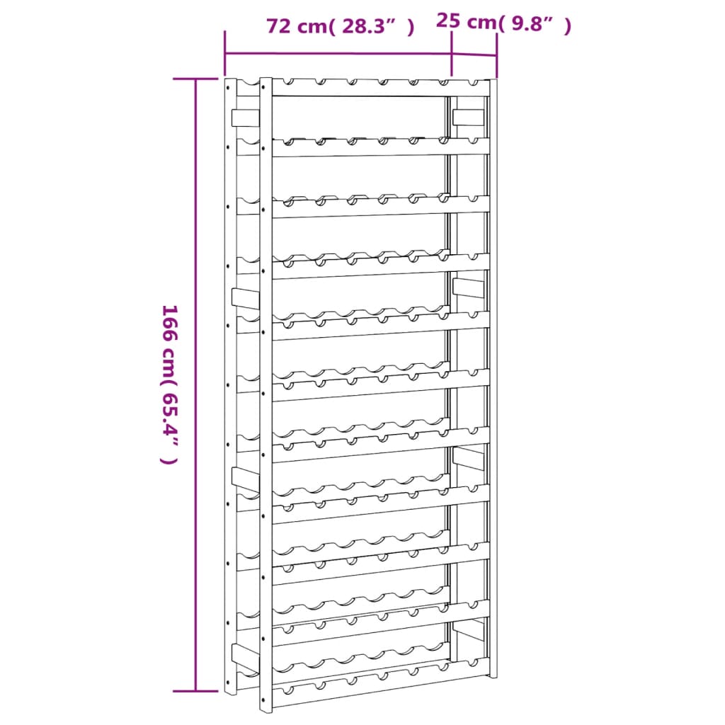 vidaXL Wine Rack for 77 Bottles Brown Solid Wood Pine