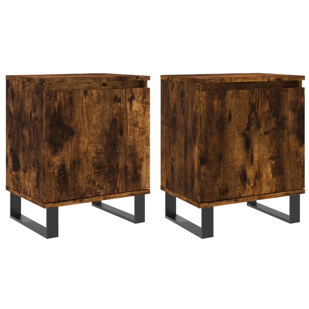 vidaXL Bedside Cabinets 2 pcs Smoked Oak 40x30x50 cm Engineered Wood