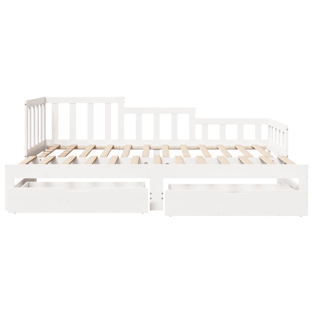 vidaXL Daybed with Trundle and Drawers without Mattress White 80x200 cm