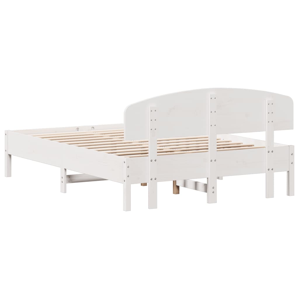 vidaXL Bed Frame without Mattress White 135x190 cm Double Solid Wood Pine