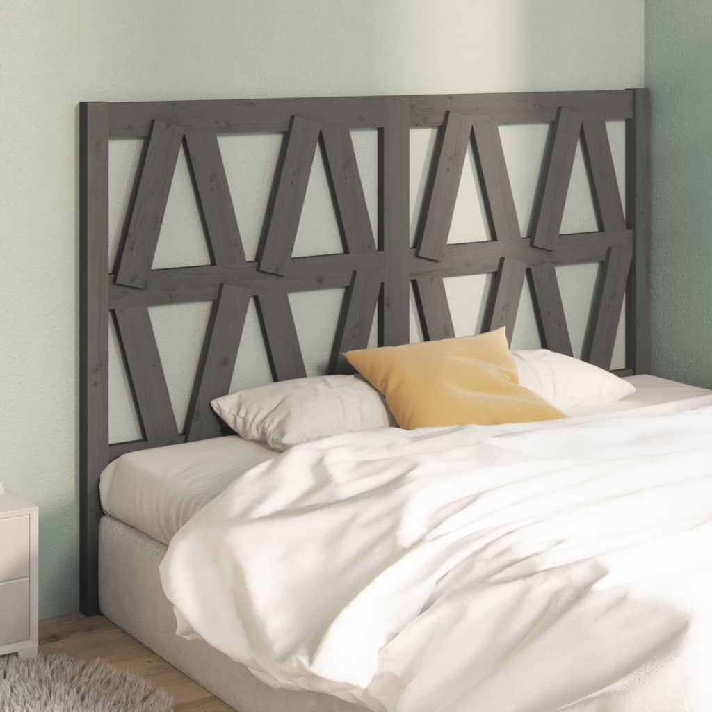 vidaXL Bed Headboard Grey 126x4x100 cm Solid Wood Pine