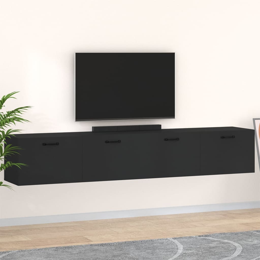 vidaXL Wall Cabinets 2 pcs Black 100x36.5x35 cm Engineered Wood