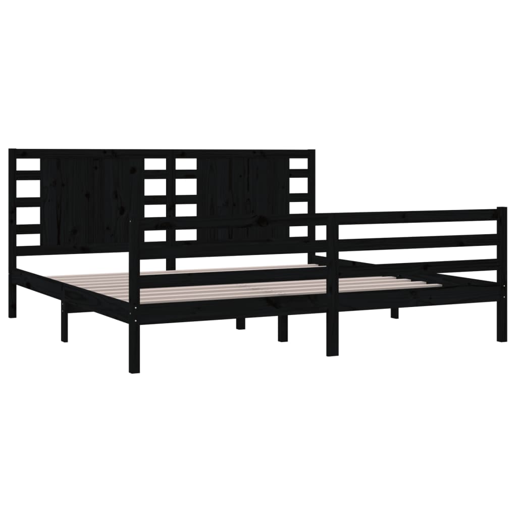 vidaXL Bed Frame without Mattress Black 200x200 cm Solid Wood Pine