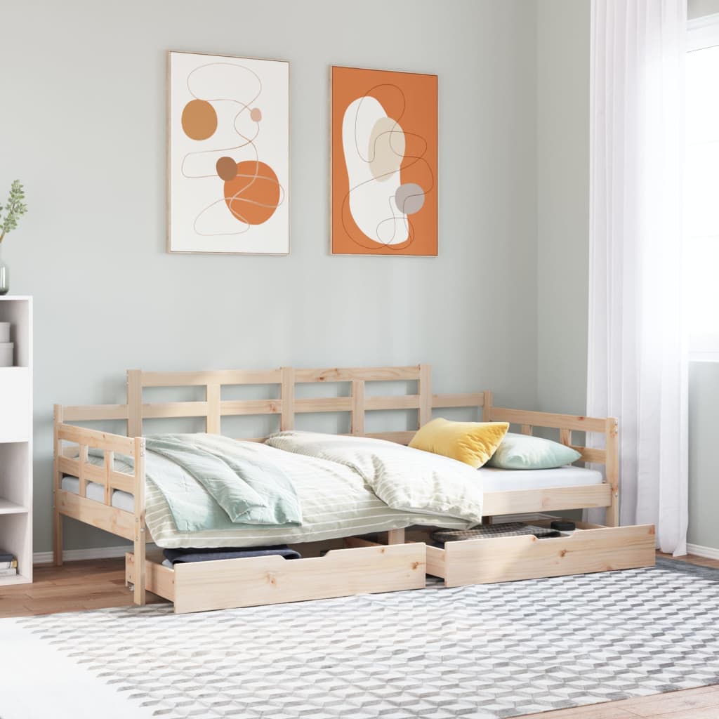 vidaXL Daybed with Drawers without Mattress 80x200 cm Solid Wood