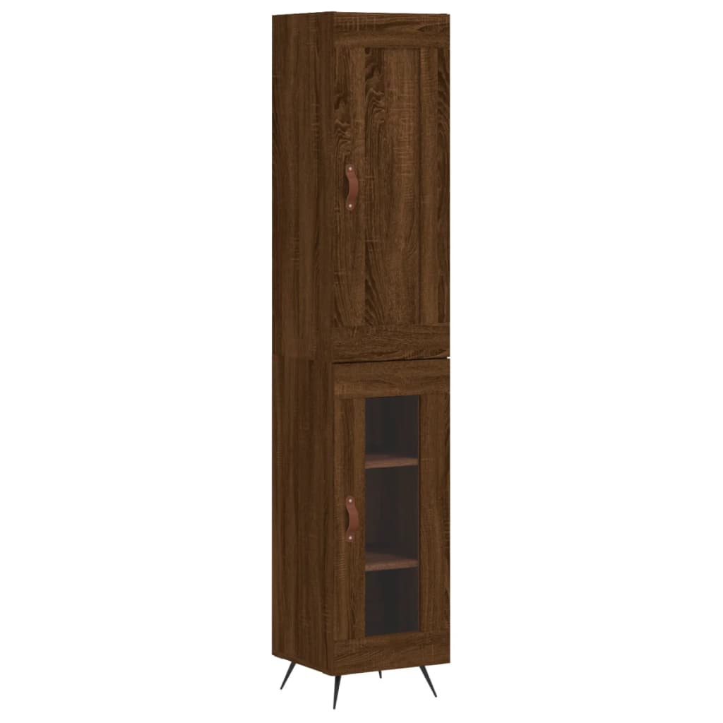 vidaXL Highboard Brown Oak 34.5x34x180 cm Engineered Wood