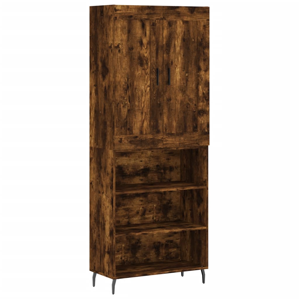 vidaXL Highboard Smoked Oak 69.5x34x180 cm Engineered Wood