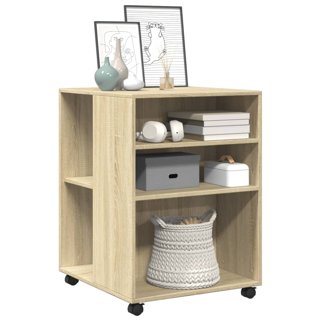 vidaXL Side Table with Wheels Sonoma Oak 55x60x78 cm Engineered Wood