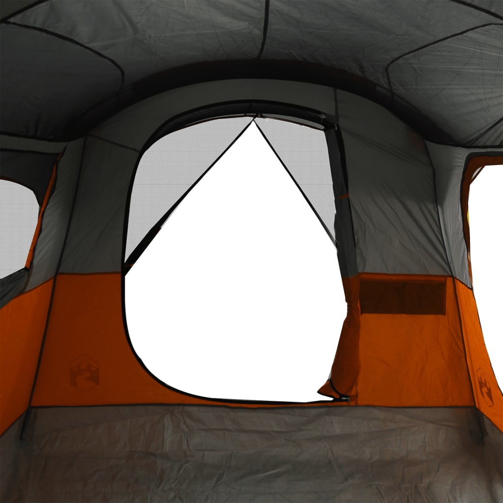 vidaXL Family Tent Tunnel 8-Person Grey and Orange Waterproof