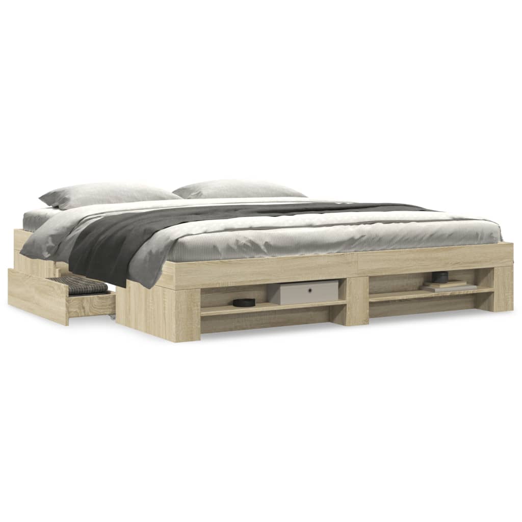 vidaXL Bed Frame without Mattress Sonoma Oak 180x200 cm Super King Engineered Wood