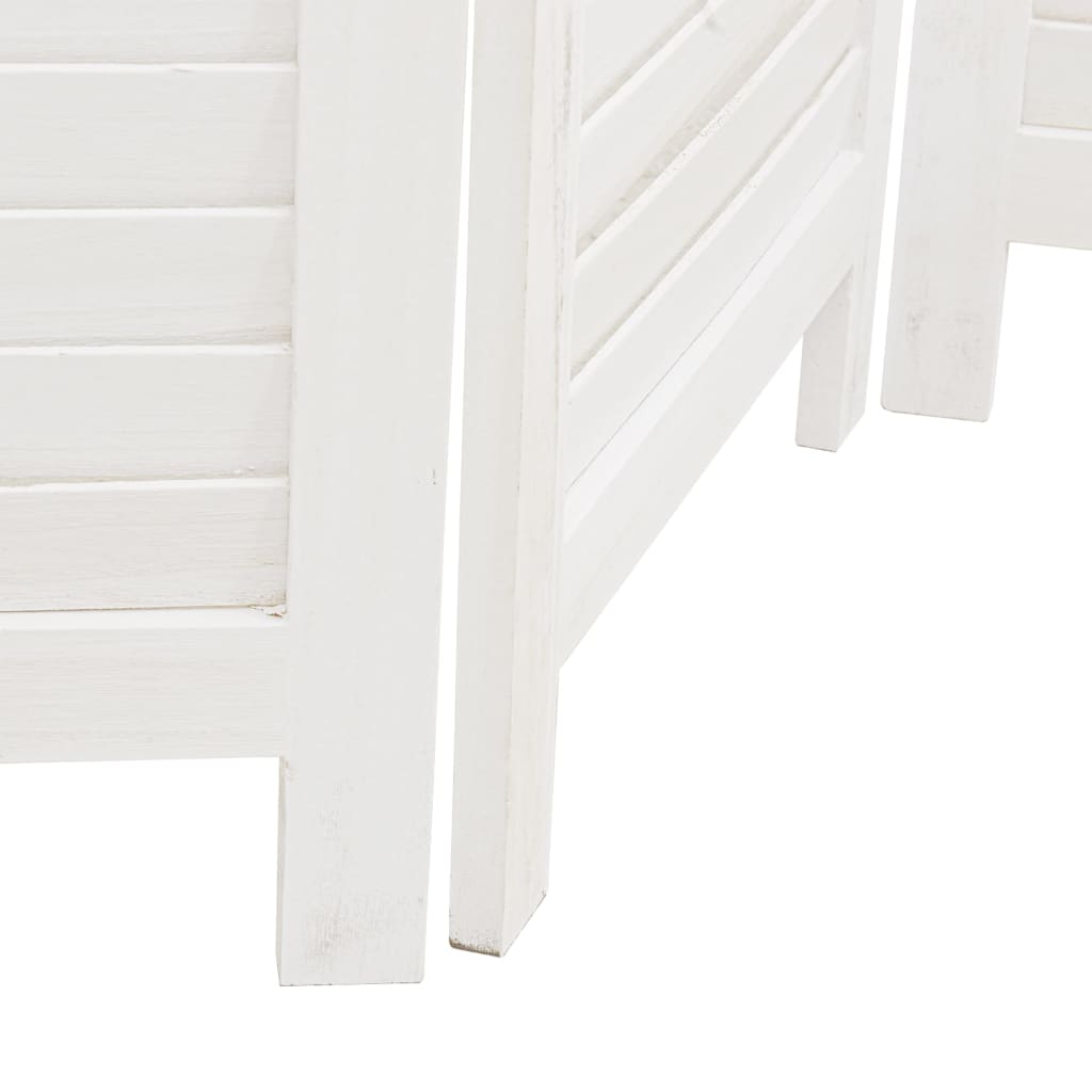 vidaXL Room Divider 5 Panels White Solid Wood Paulownia