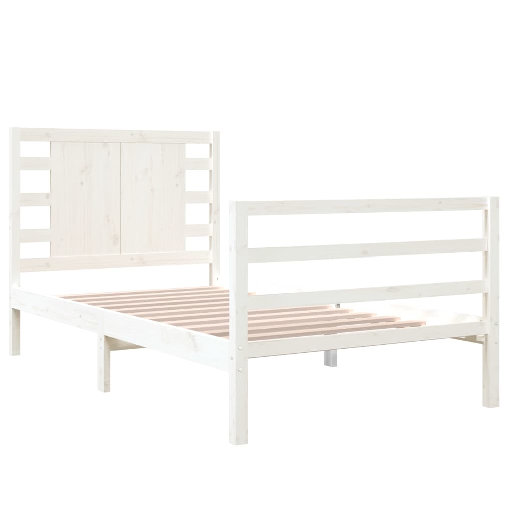 vidaXL Bed Frame without Mattress White 90x190 cm Single Solid Wood Pine