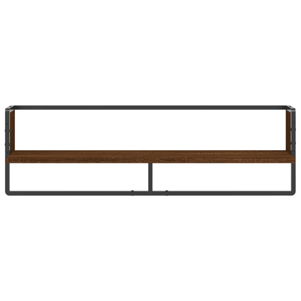 vidaXL Wall Shelf with Bar Brown Oak 100x25x30 cm