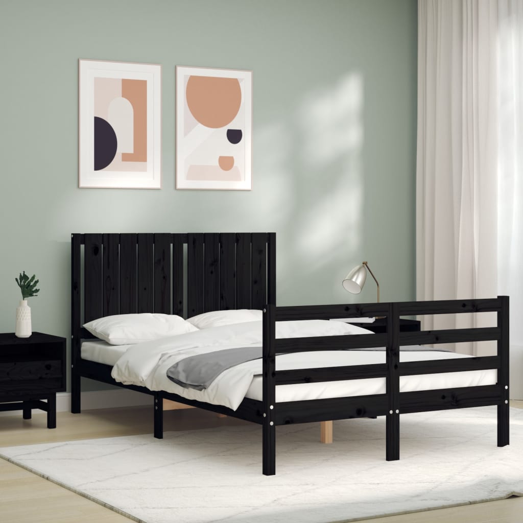 vidaXL Bed Frame without Mattress Black 120x200 cm Solid Wood