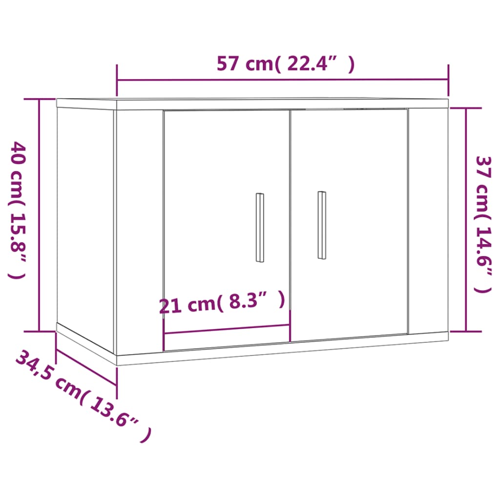 vidaXL Wall-mounted TV Cabinets 3 pcs Smoked Oak 57x34.5x40 cm