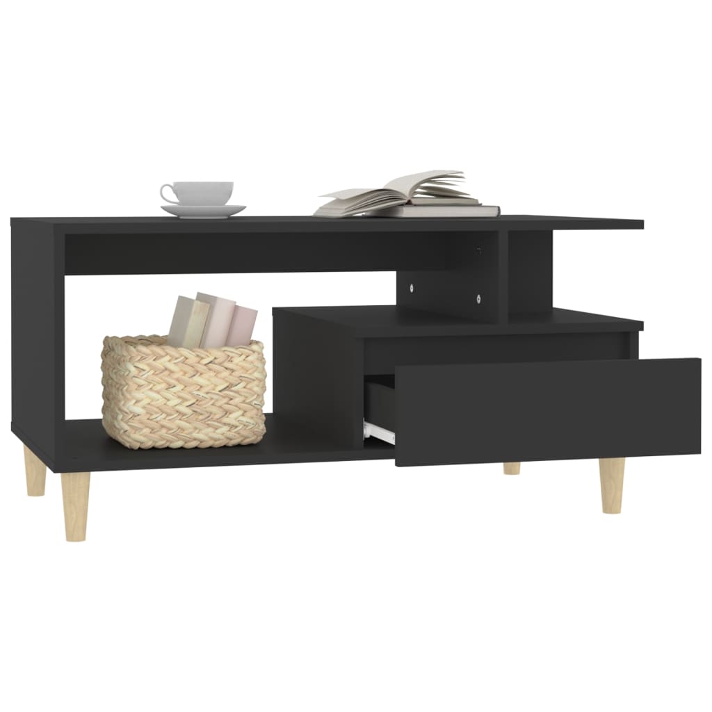 vidaXL Coffee Table Black 90x49x45 cm Engineered Wood