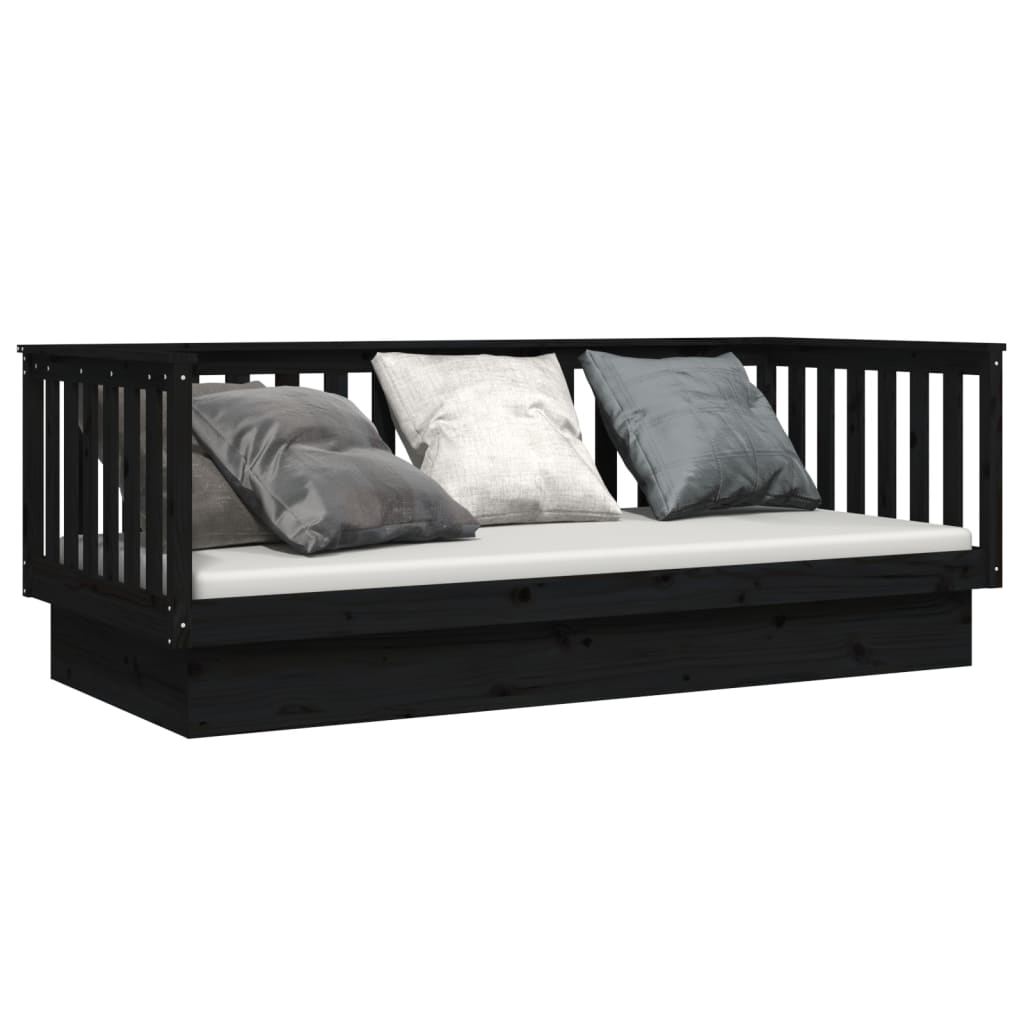 vidaXL Day Bed without Mattress Black 100x200 cm Solid Wood Pine