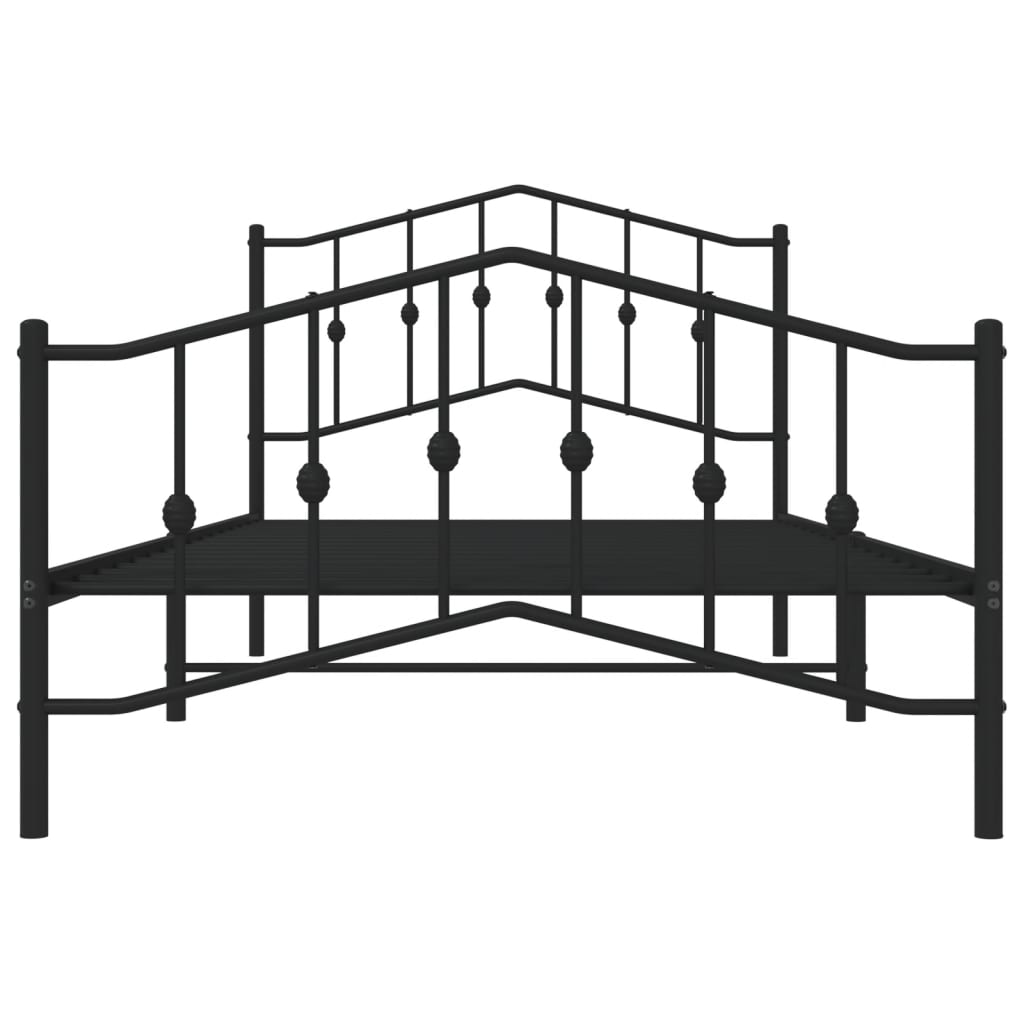 vidaXL Metal Bed Frame without Mattress with Footboard Black 100x200 cm