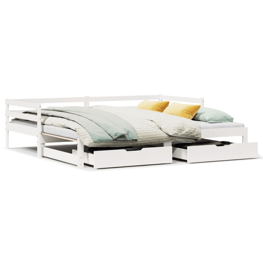 vidaXL Daybed with Trundle and Drawers without Mattress White 90x190 cm Single