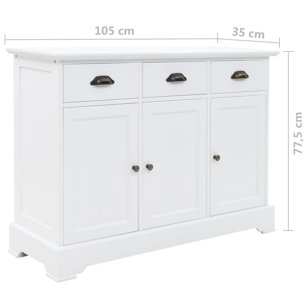 vidaXL Sideboard with 3 Doors MDF and Pinewood 105x35x77.5 cm