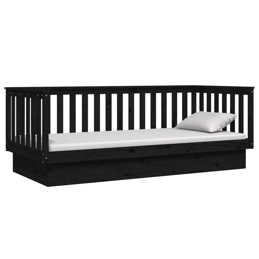 vidaXL Day Bed without Mattress Black 80x200 cm Solid Wood Pine