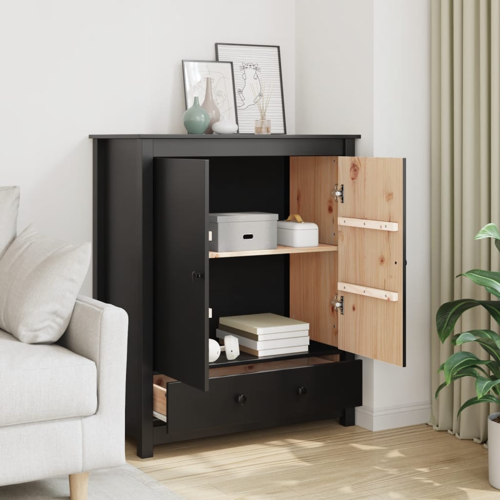 vidaXL Highboard Black 83x41,5x100 cm Solid Wood Pine