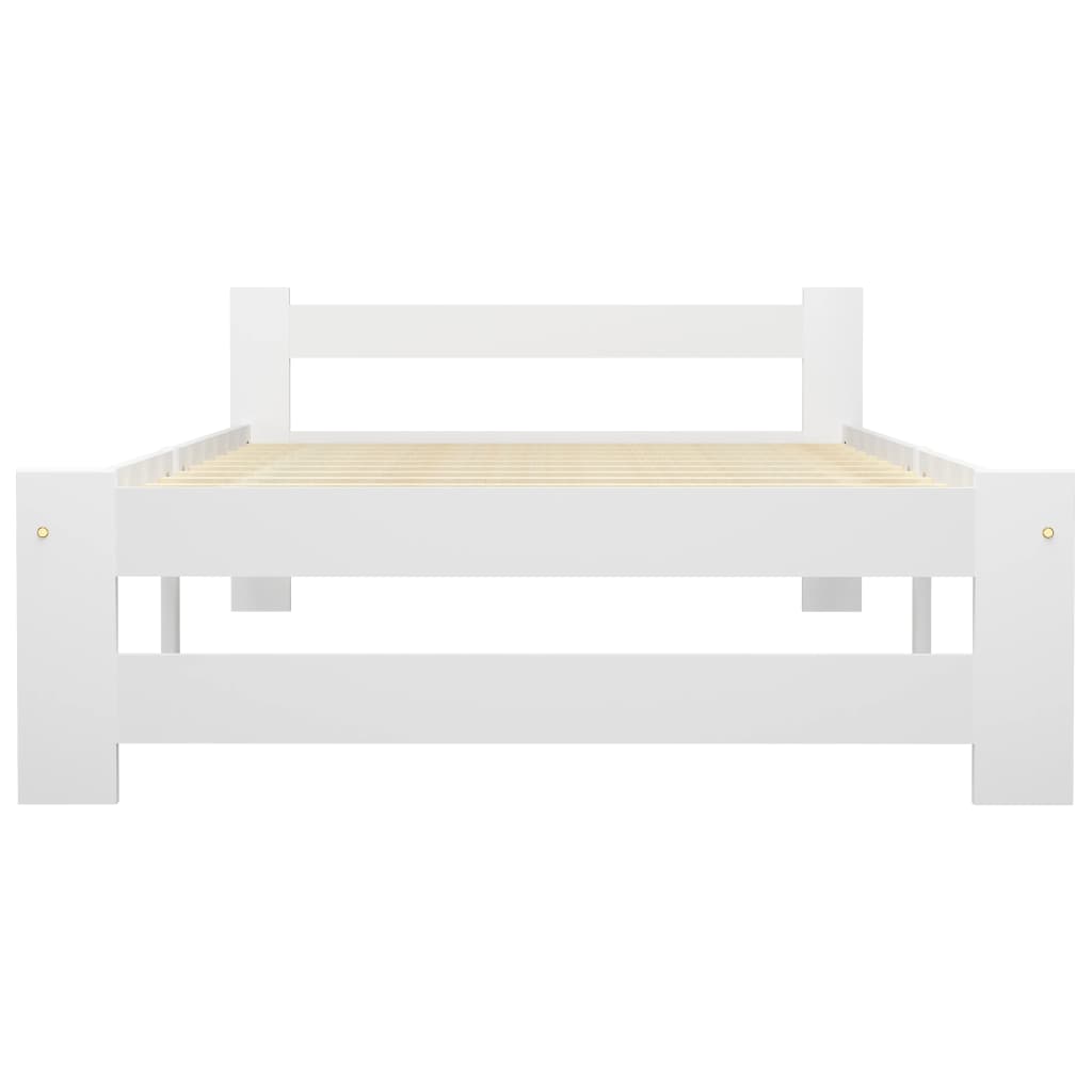 vidaXL Bed Frame without Mattress White Solid Pine Wood 100x200 cm