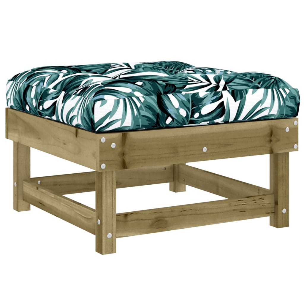 vidaXL Garden Footstool with Cushion Impregnated Wood Pine