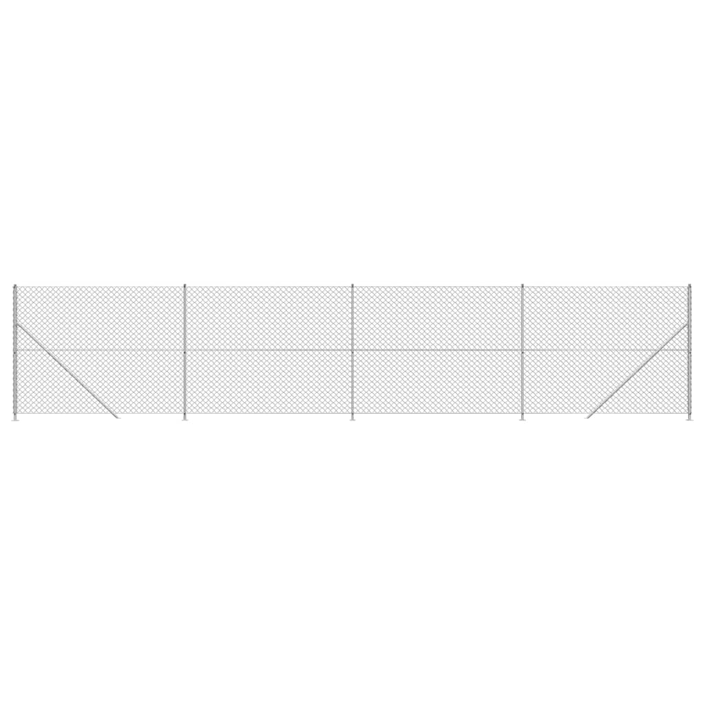 vidaXL Chain Link Fence with Flange Silver 1.6x10 m