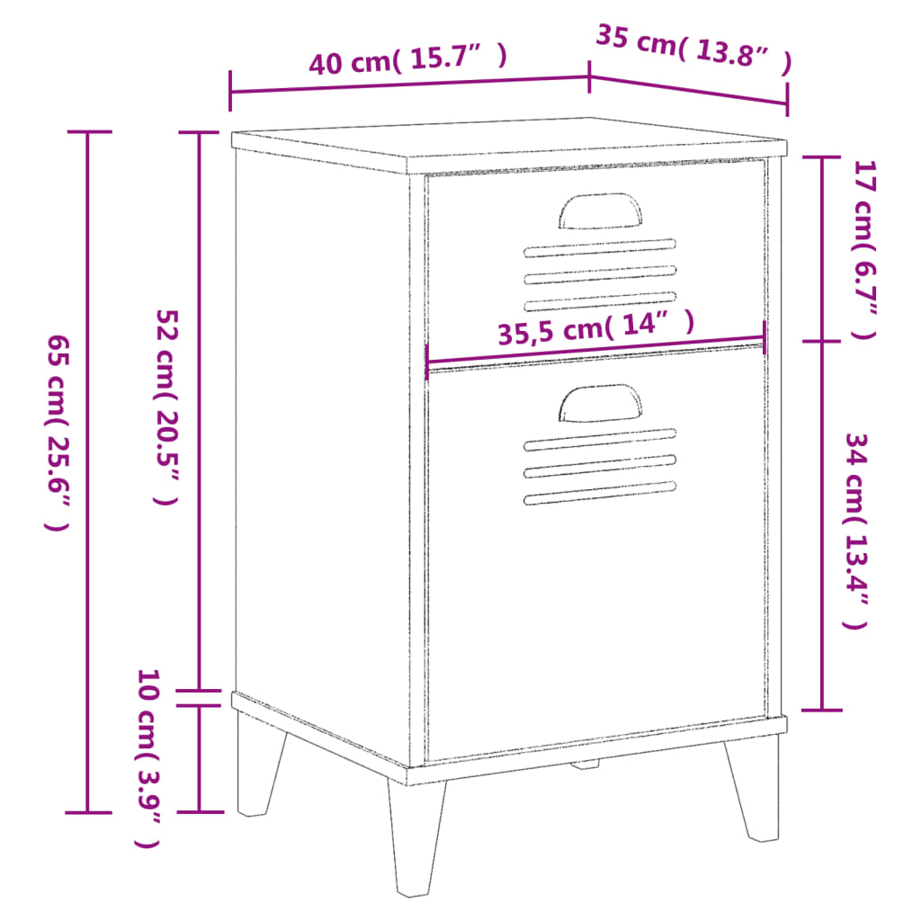 vidaXL Bedside Cabinet VIKEN White Engineered Wood