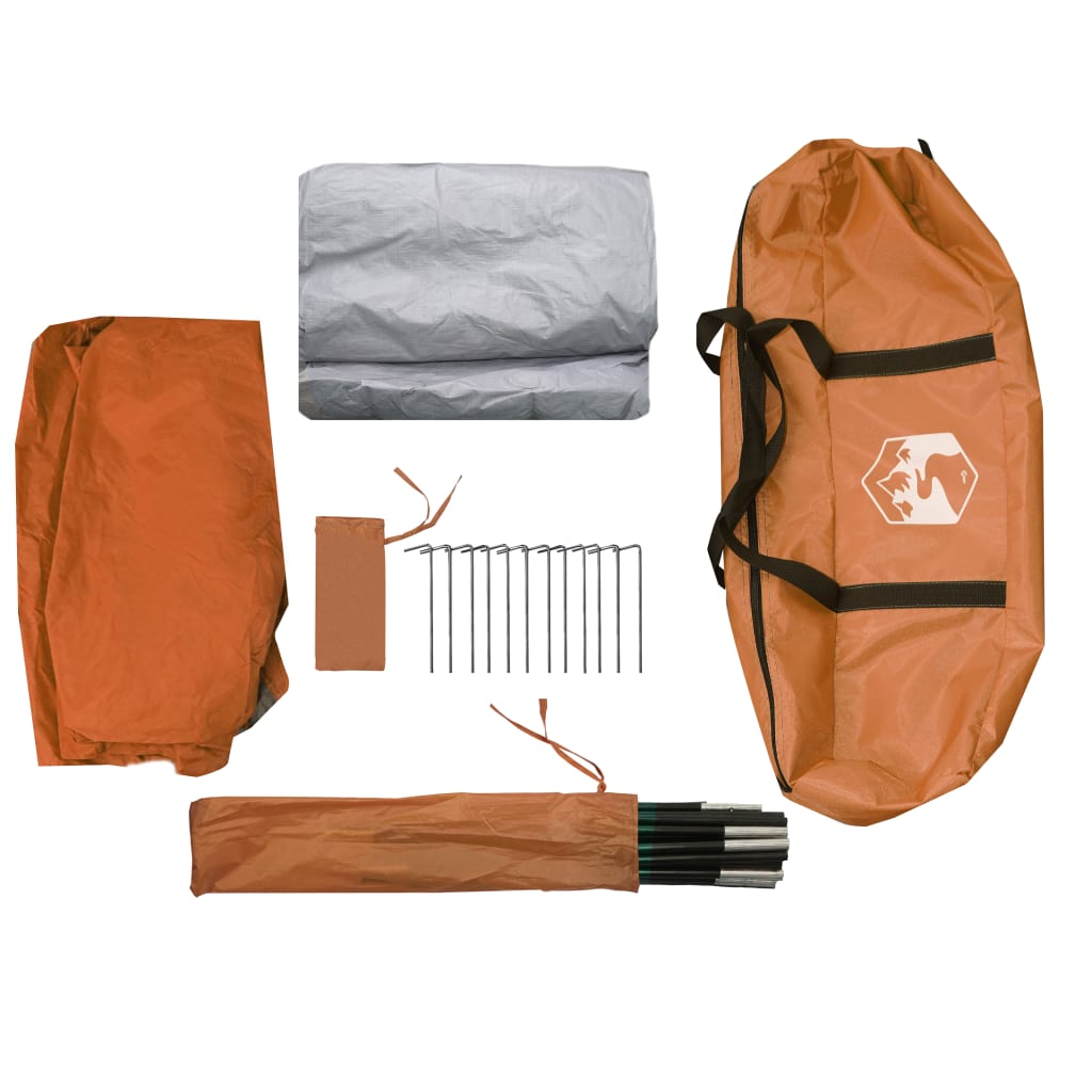 vidaXL Camping Tent Dome 6-Person Orange Waterproof