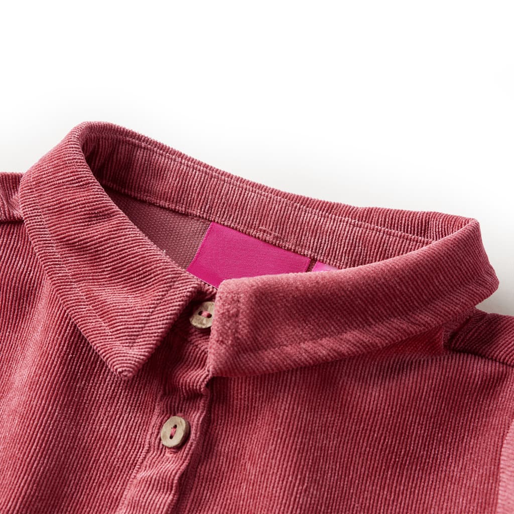 Kids' Dress with Long Sleeves Corduroy Old Pink 116