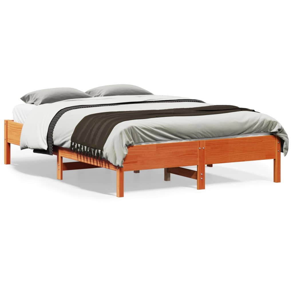 vidaXL Bed Frame without Mattress Wax Brown 140x190 cm Solid Wood Pine