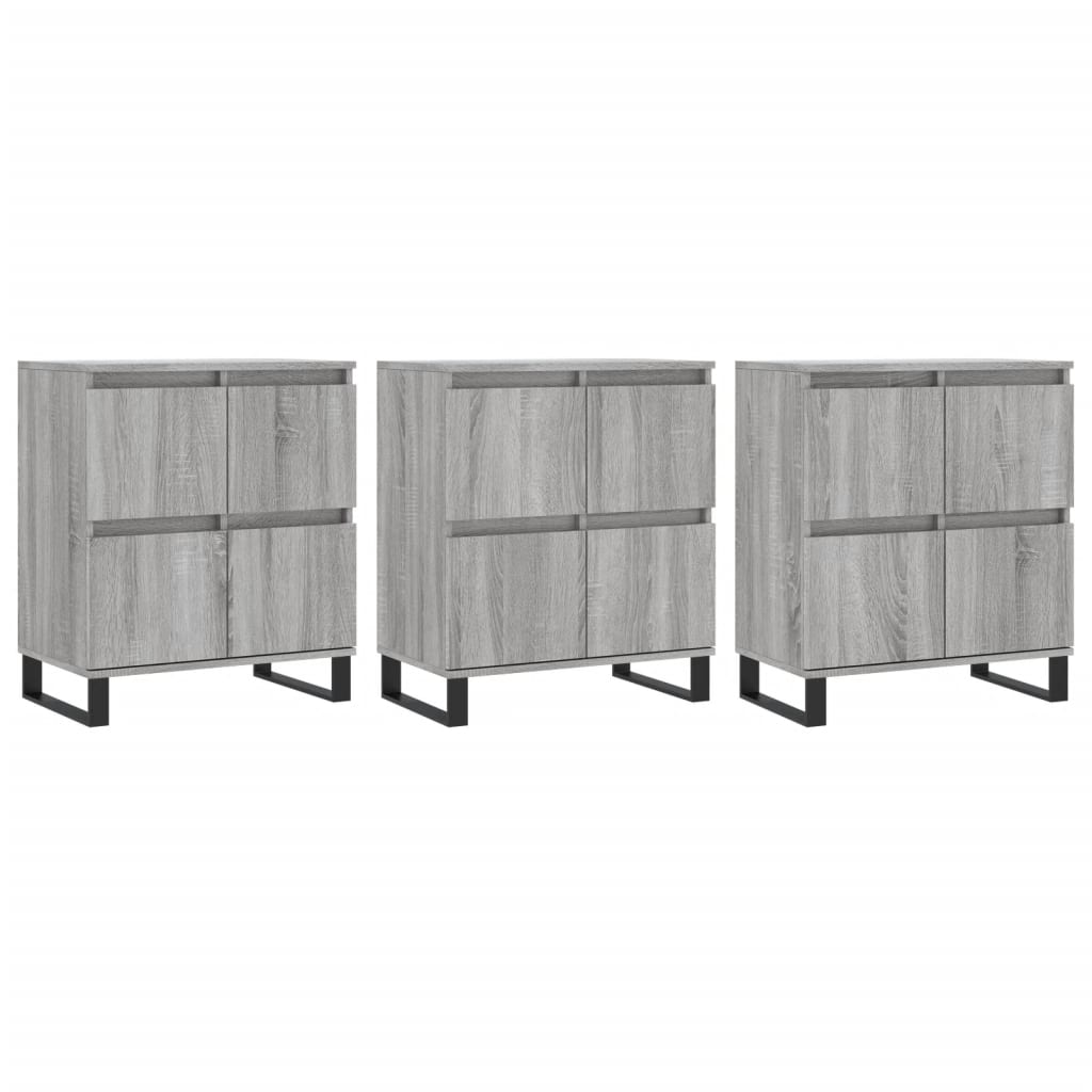 vidaXL Sideboards 3 pcs Grey Sonoma Engineered Wood