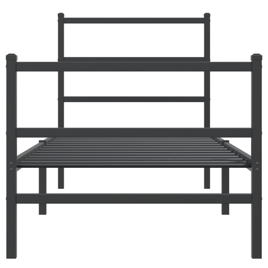 vidaXL Metal Bed Frame without Mattress with Footboard Black 75x190 cm Small Single