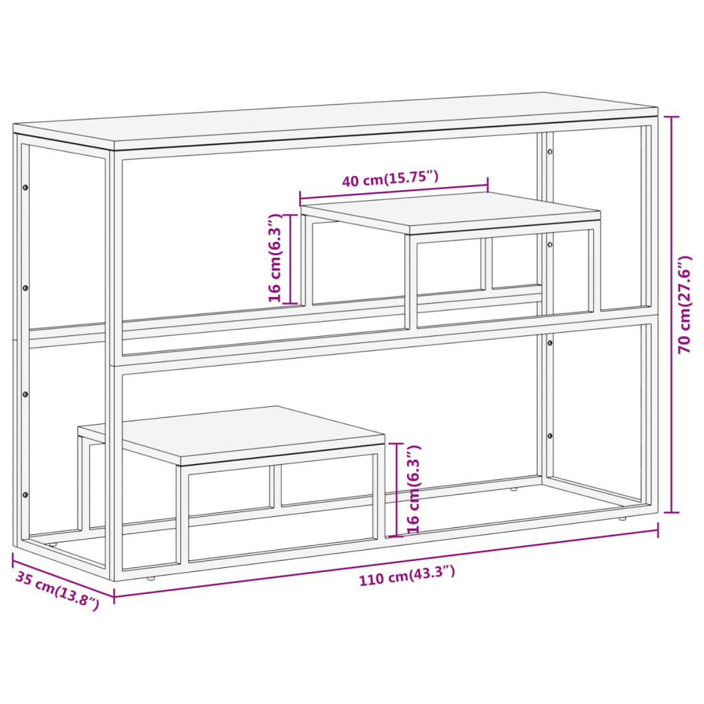 vidaXL Console Table Silver Stainless Steel and Solid Reclaimed Wood