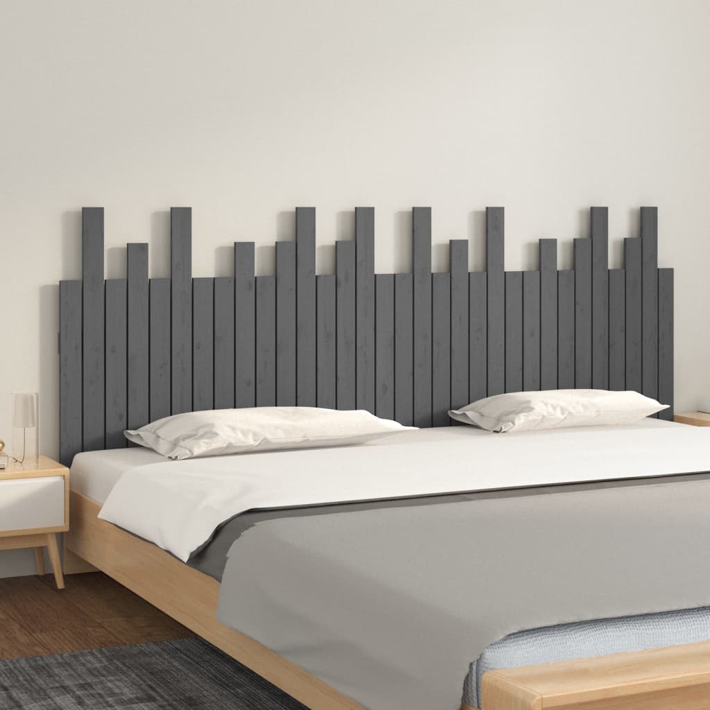 vidaXL Wall Headboard Grey 204x3x80 cm Solid Wood Pine