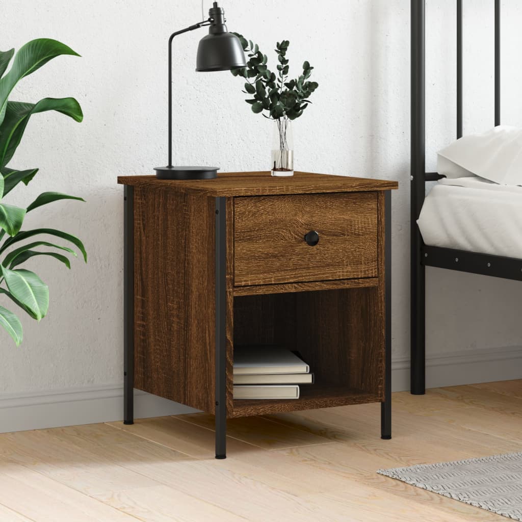 vidaXL Bedside Cabinet Brown Oak 40x42x50 cm Engineered Wood