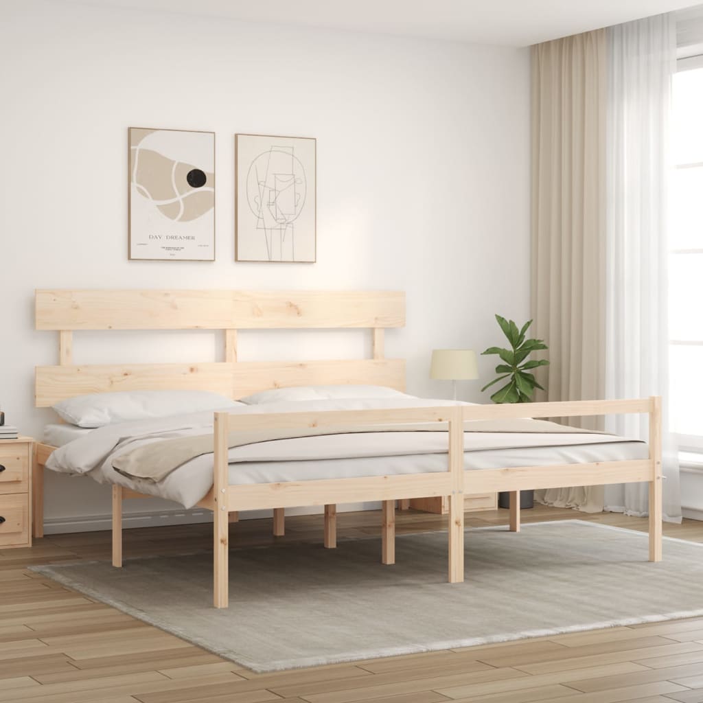 vidaXL Senior Bed without Mattress Super King Size Solid Wood