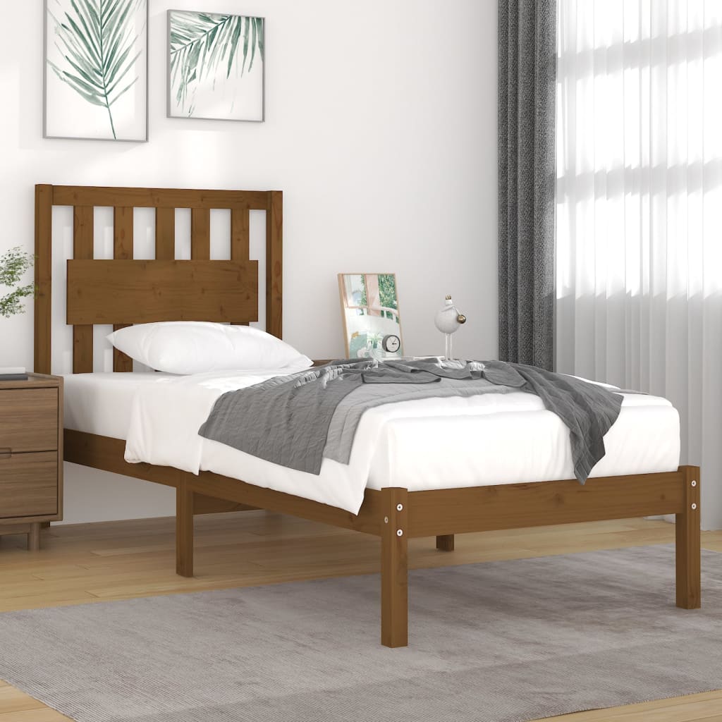 vidaXL Bed Frame without Mattress Honey Brown Solid Wood Small Single