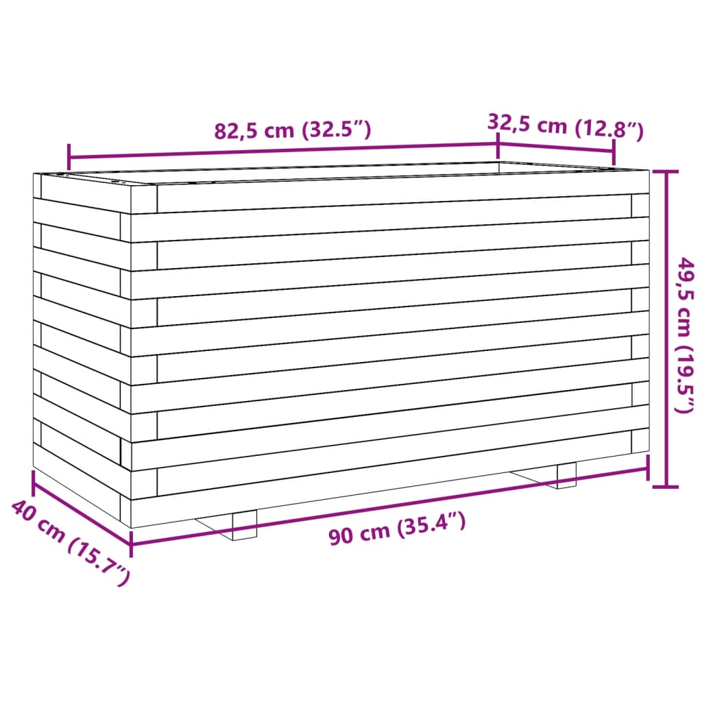 vidaXL Garden Planter 90x40x49.5 cm Impregnated Wood Pine