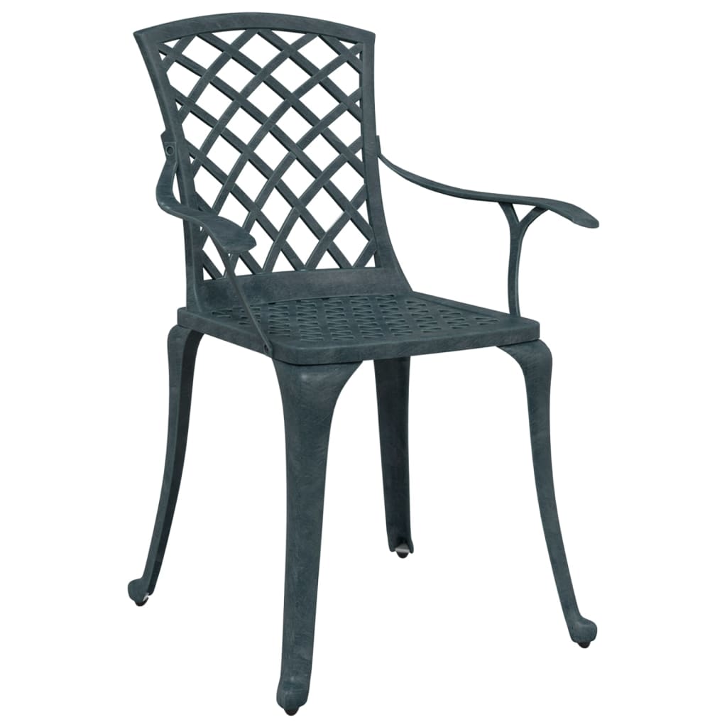 vidaXL Garden Chairs 2 pcs Green Cast Aluminium