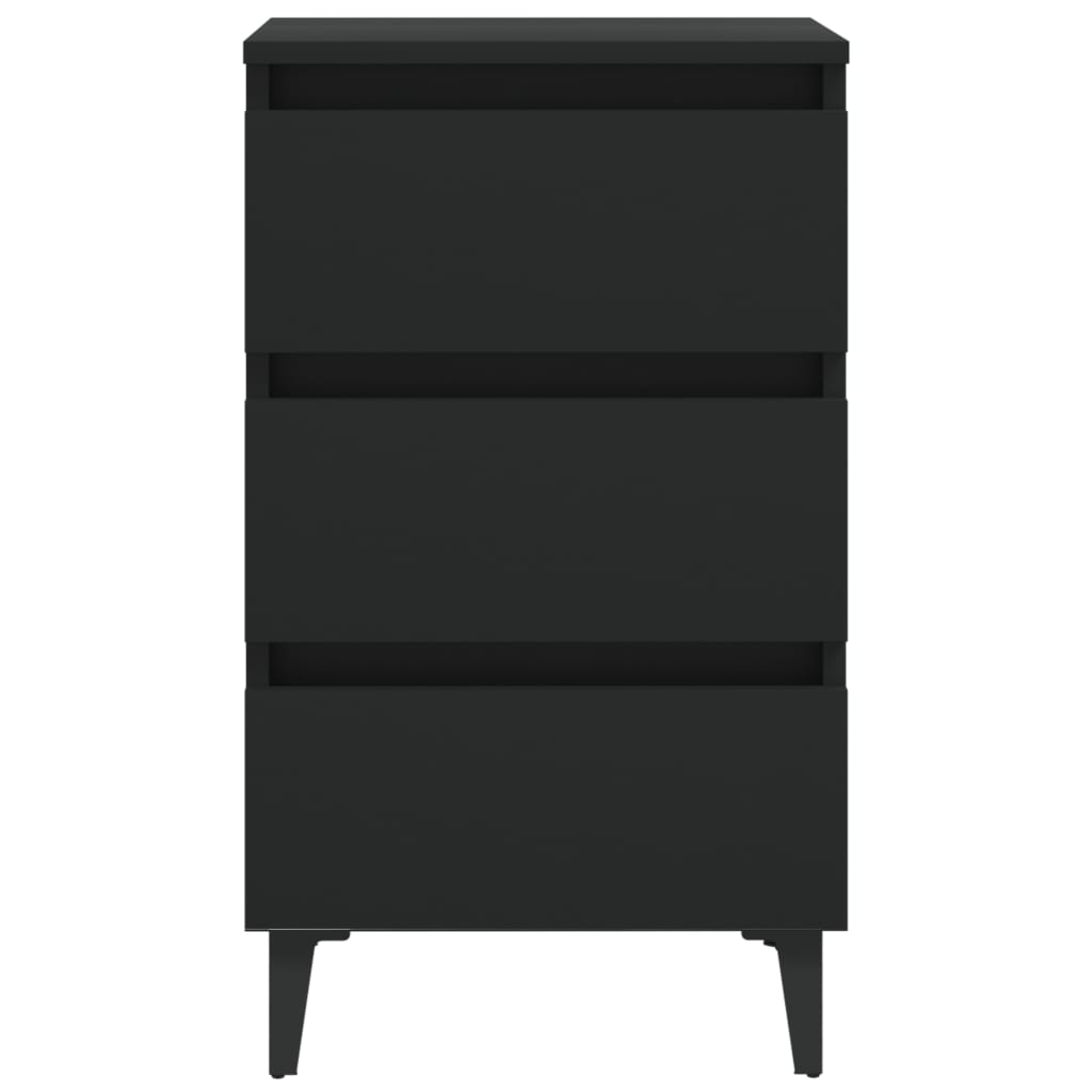 vidaXL Bed Cabinet with Metal Legs 2 pcs Black 40x35x69 cm