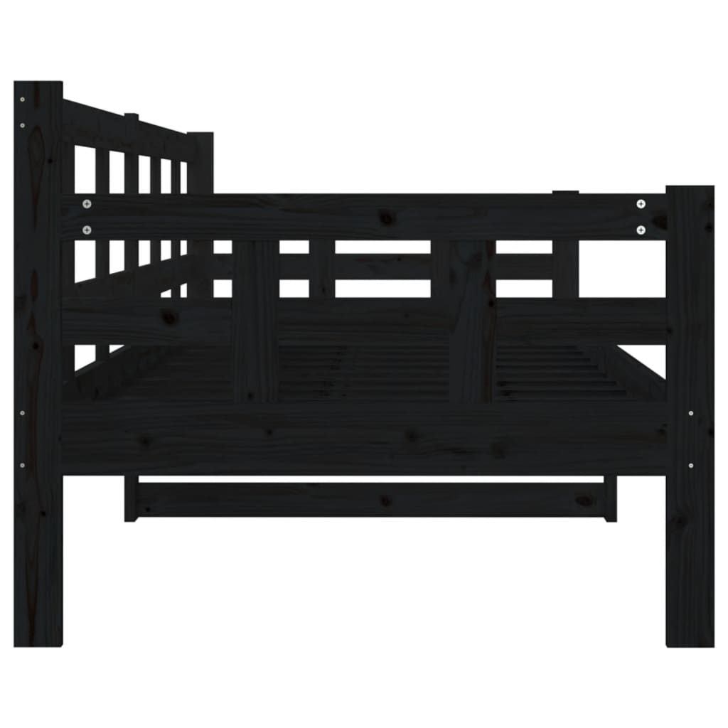 vidaXL Day Bed without Mattress Black Solid Wood Pine 80x200 cm